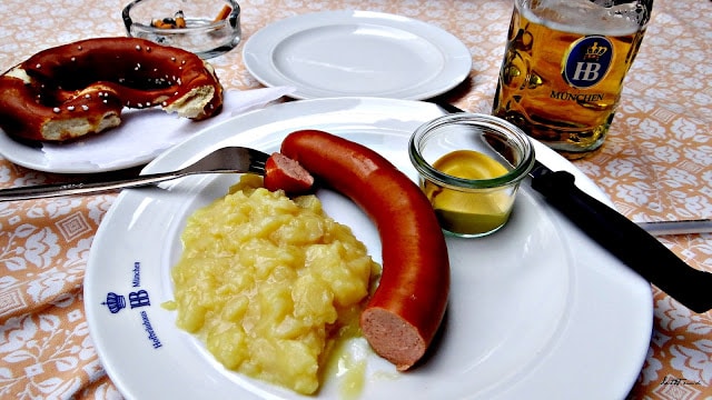 A plate of food on a table