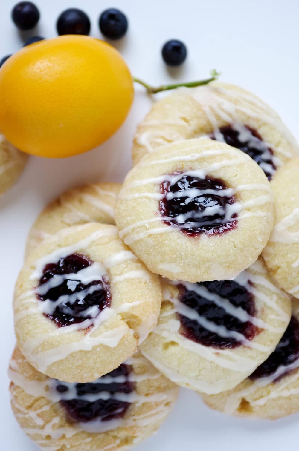 close up of pile of Lemon Blueberry Cookies