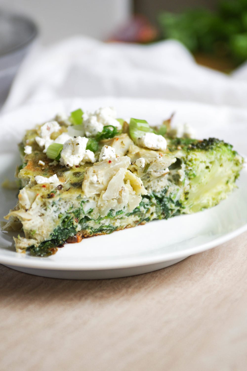 slice of pan Broccoli Frittata on plate