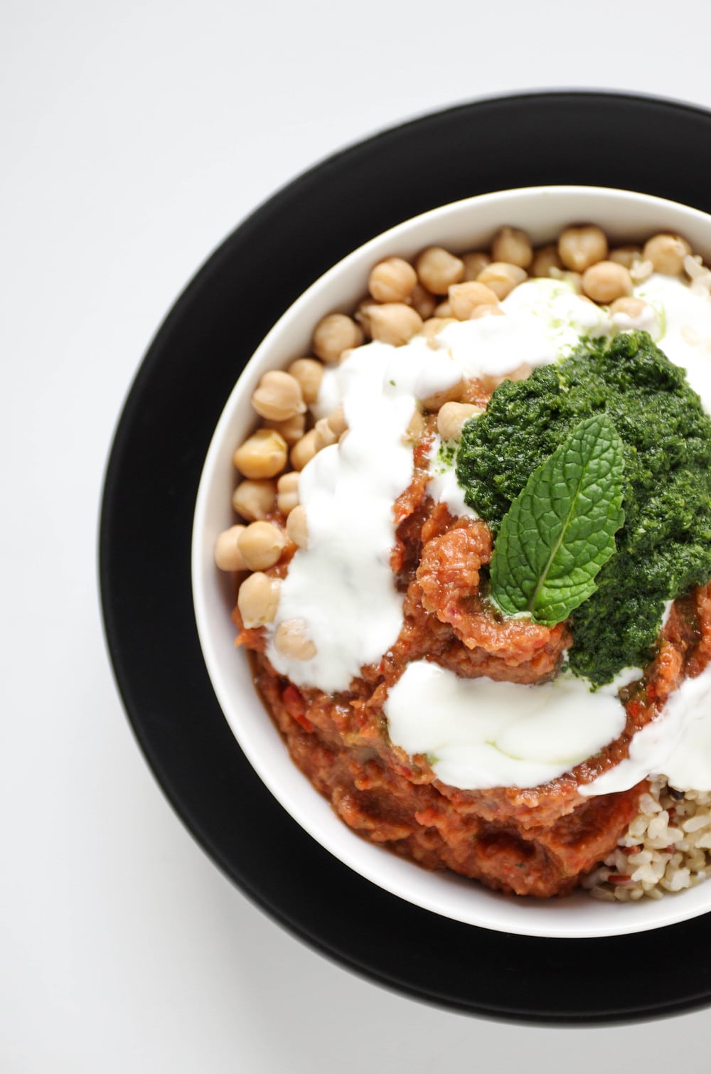 overhead image of plated Chickpea Buddha Bowl